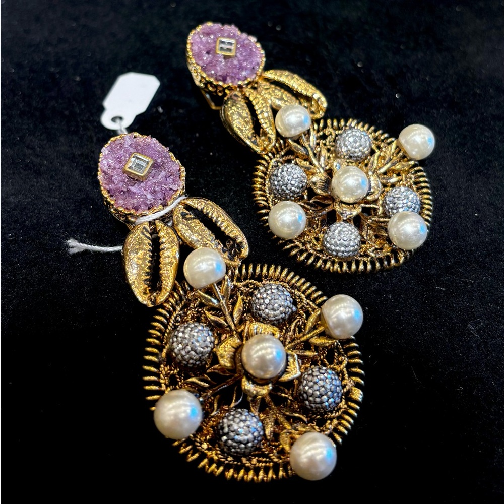 Handcrafted crush stones earrings, pakistani earrings, Indian earrings, jewelry